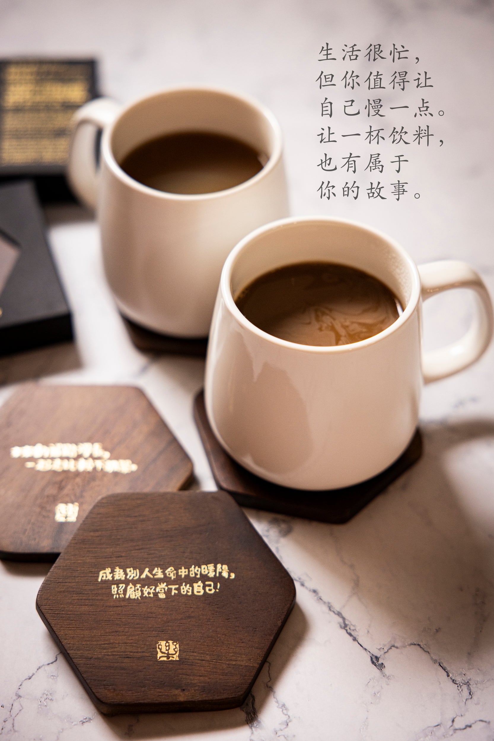 Hexagon Wooden Coaster｜六角木杯垫（礼盒装） – Junlefont 樂樂体