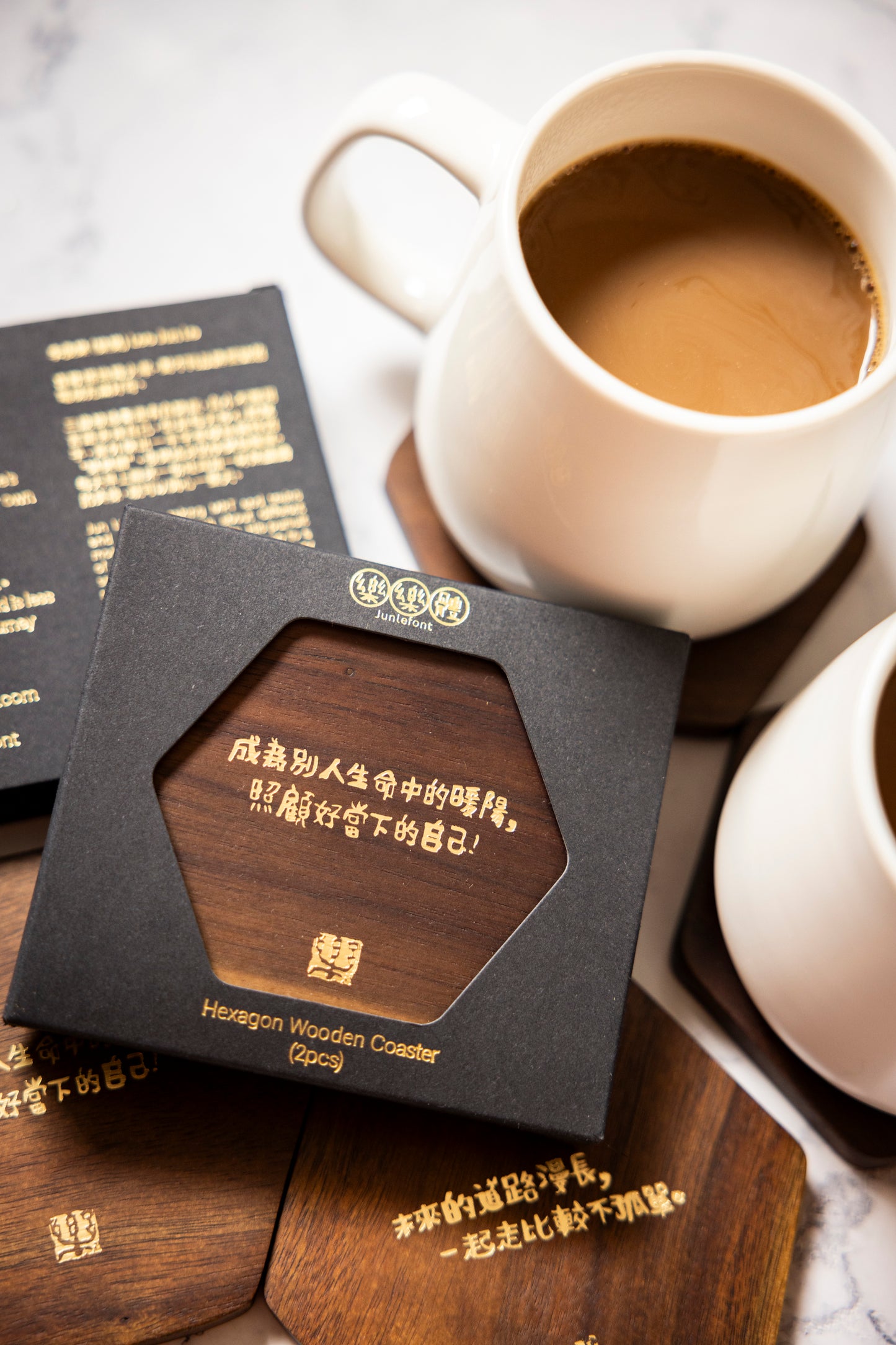 Hexagon Wooden Coaster｜六角木杯垫（礼盒装）
