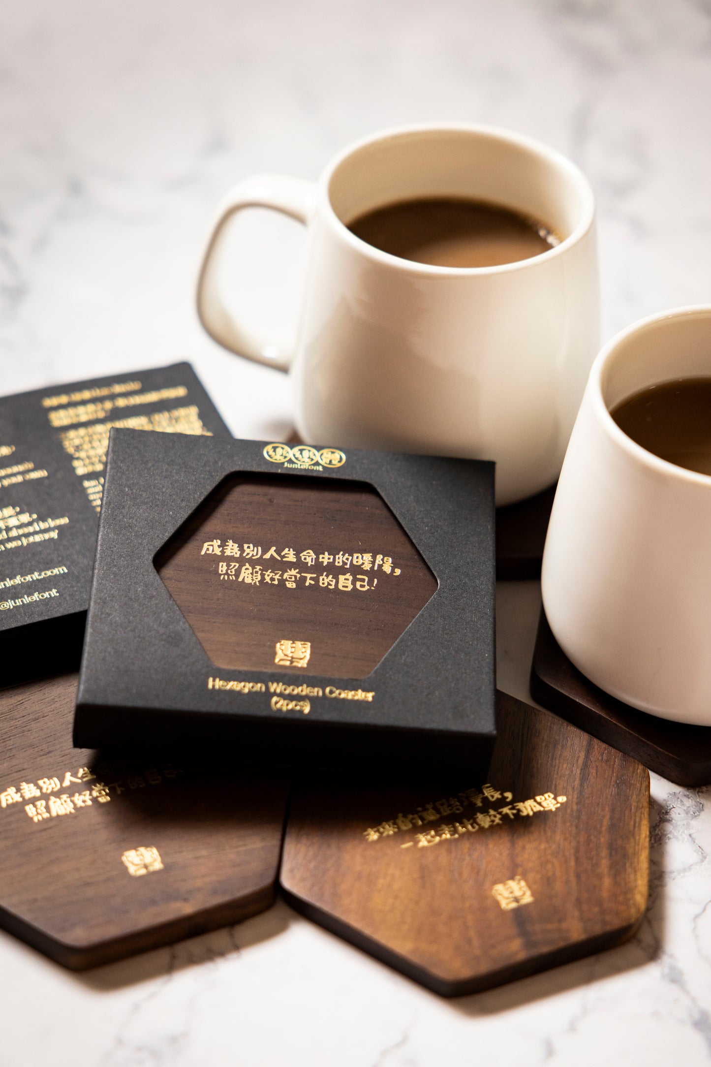 Hexagon Wooden Coaster｜六角木杯垫（礼盒装）
